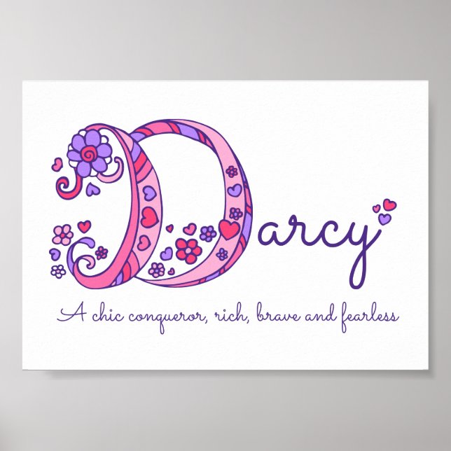 Poster Darcy initiale D nom d'art gribouillé signifiant (Devant)