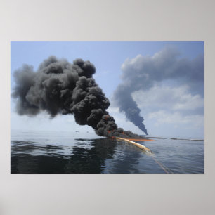 Poster Dark clouds of smoke and fire emerge