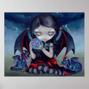 Poster Dark Dragonling ART IMPRIMER fée de dragon gothiqu