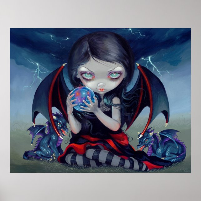 Poster Dark Dragonling ART IMPRIMER fée de dragon gothiqu (Devant)