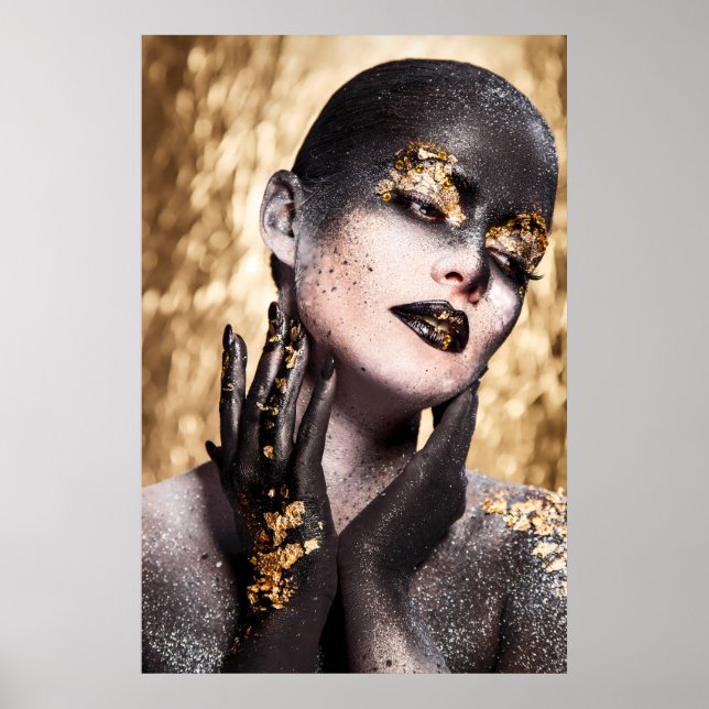Poster Dark Golden Beauty Body Paint Glamorous Art (Devant)