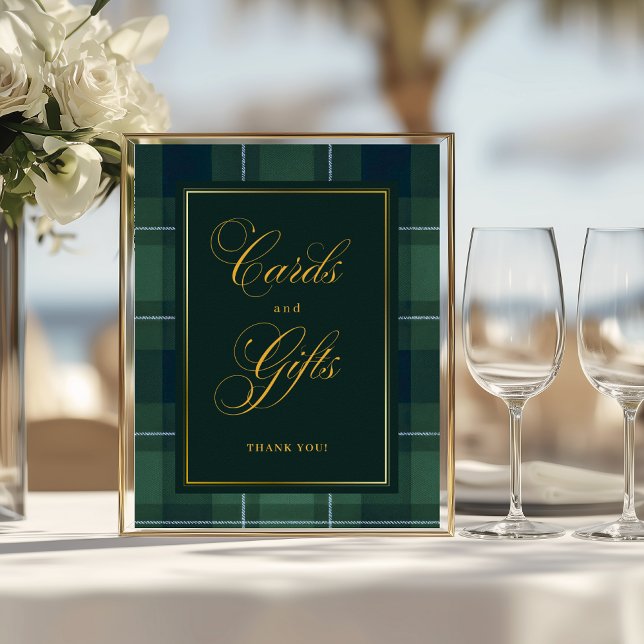 Poster Dark Green Tartan Polo Plaid Cards and Gifts Sign (Créateur téléchargé)