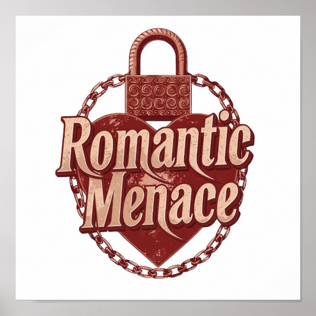 Poster Dark Love Quote with Chains and Heart (Devant)