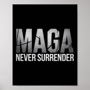 Poster Dark Mega Trump 2024 Mega Jamais Rendre 