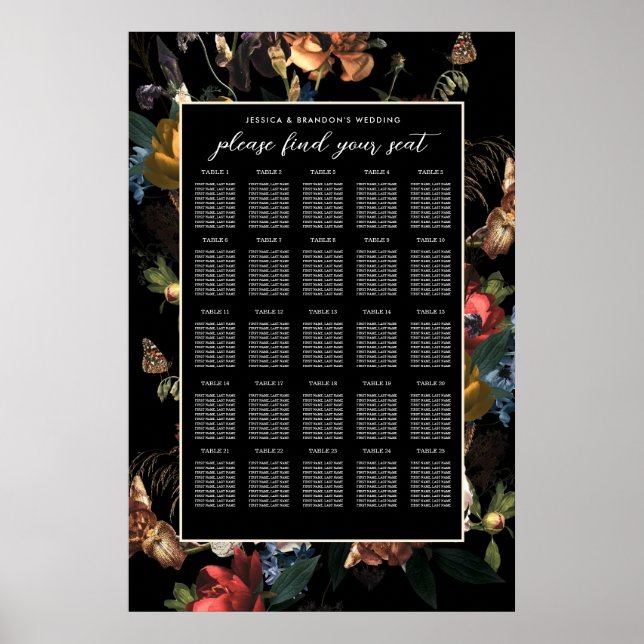 Poster Dark Moody Romantic Floral Mariage néerlandais Siè (Devant)
