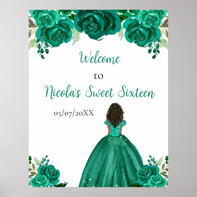 Poster Dark Skin Princess Green Sweet Sixteen Welcome (Devant)