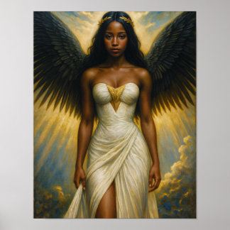 Poster Dark-Skinned Angel With Black Wings