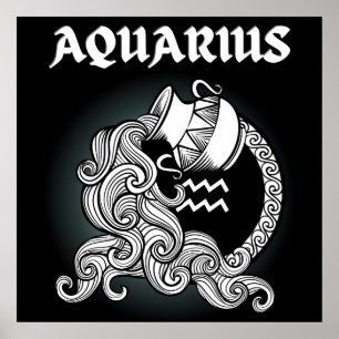 Poster Dark Zodiac - Verseau Art d'Astrologie Médiévale