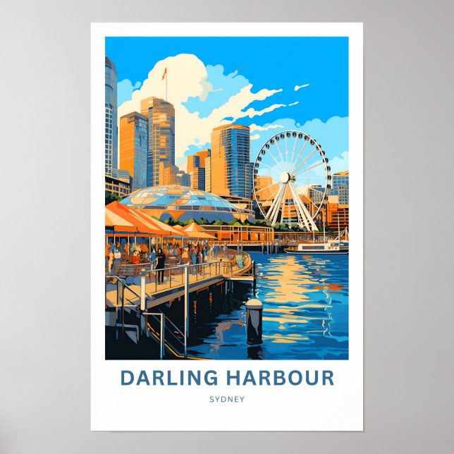Poster Darling Harbour Sydney Travel Print (Devant)