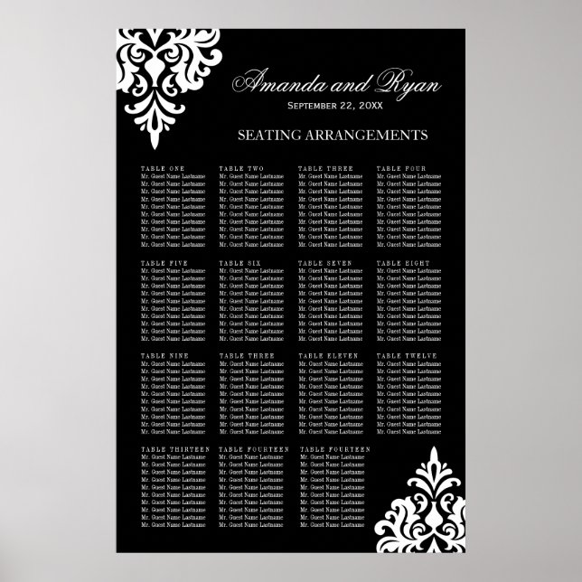 Poster d'arrangement de siège noir et blanc (Devant)