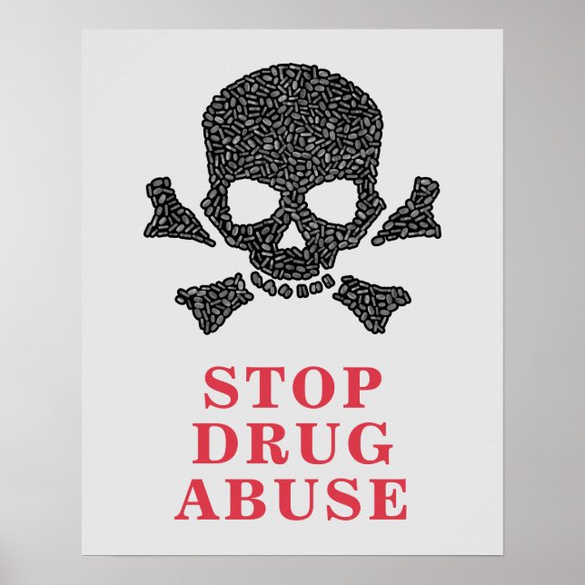 Poster d'arrêt de l'abus de drogues sur le crâne f (Devant)