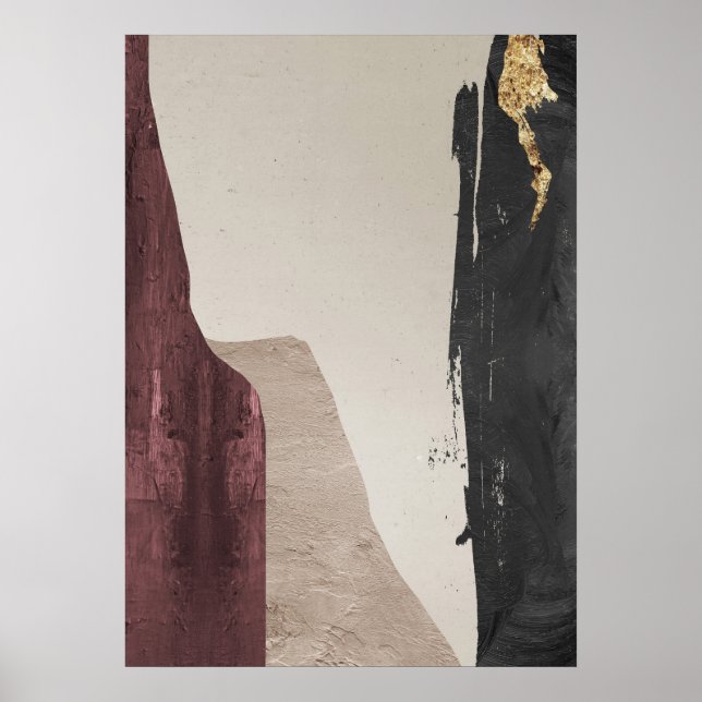 Poster d'art Abstrait Black Red & Gold Wall Art (Devant)