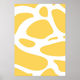 Poster d'art abstrait blanc et jaune