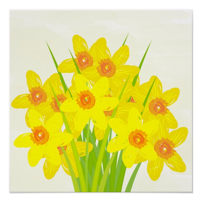 Poster d'art Abstrait de jonquilles jaunes (Devant)