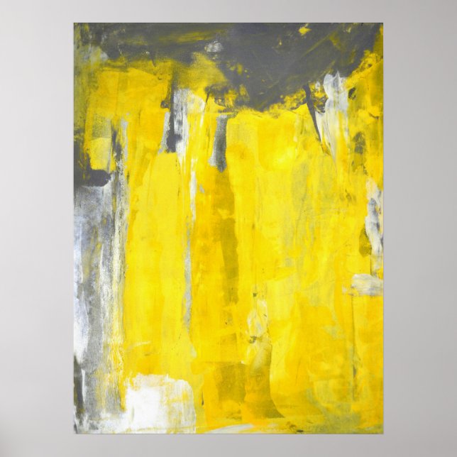 Poster d'art Abstrait gris et jaune (Devant)