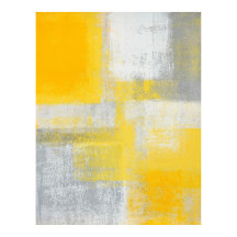 Poster d'art Abstrait gris et jaune 'Cliff' Imprim