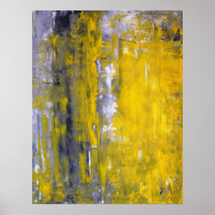 Poster d'art Abstrait gris et jaune 'Curious'