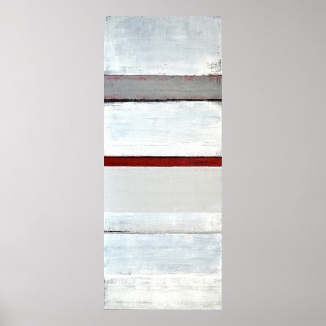 Poster d'art Abstrait gris et rouge "empilé" (Devant)