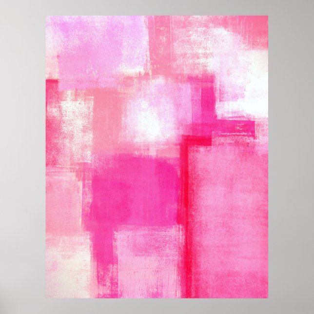 Poster d'art Abstrait rose 'Running Late' (Devant)