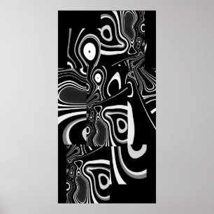 Poster d'art Abstrait Ultra Moderne Noir Blanc 2