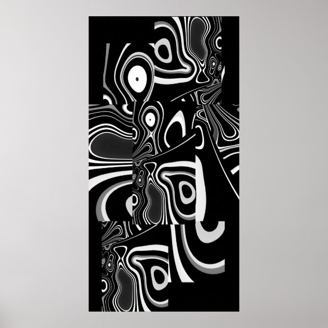 Poster d'art Abstrait Ultra Moderne Noir Blanc 2 (Devant)
