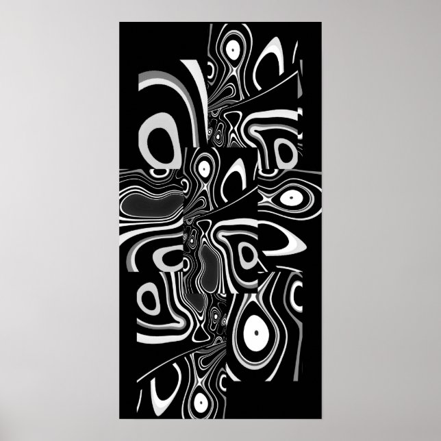 Poster d'art Abstrait Ultra moderne noir blanc 3 (Devant)