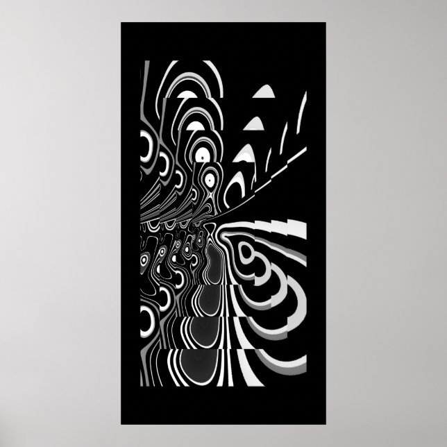Poster d'art Abstrait Ultra moderne noir blanc gri (Devant)