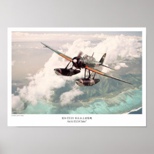 Poster d'art aéronautique "零 式 水 上 偵 察 機 Aichi E13