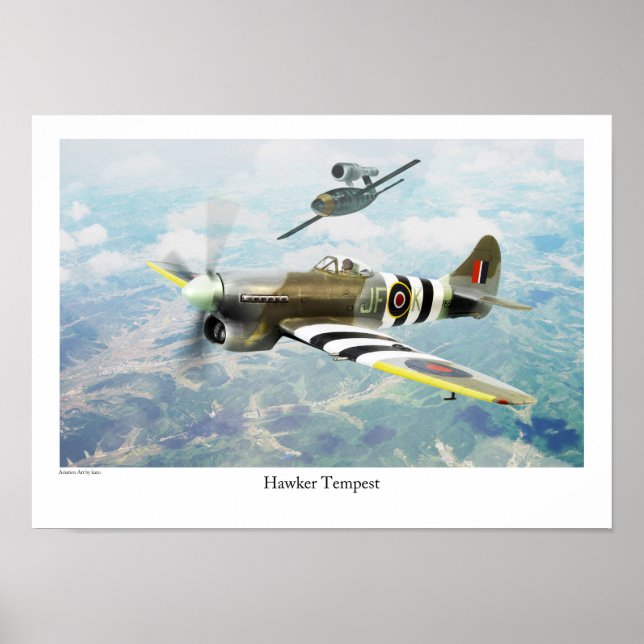 Poster d'art aéronautique "Hawker Tempest" (Devant)