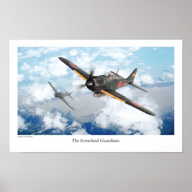 Poster d'art aéronautique "Mitsubishi A6M Zero" (Devant)