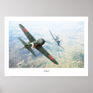 Poster d'art aéronautique "Mitsubishi A6M Zero"