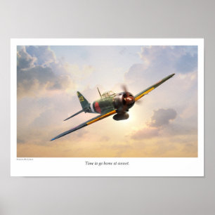 Poster d'art aéronautique "Mitsubishi A6M Zero"