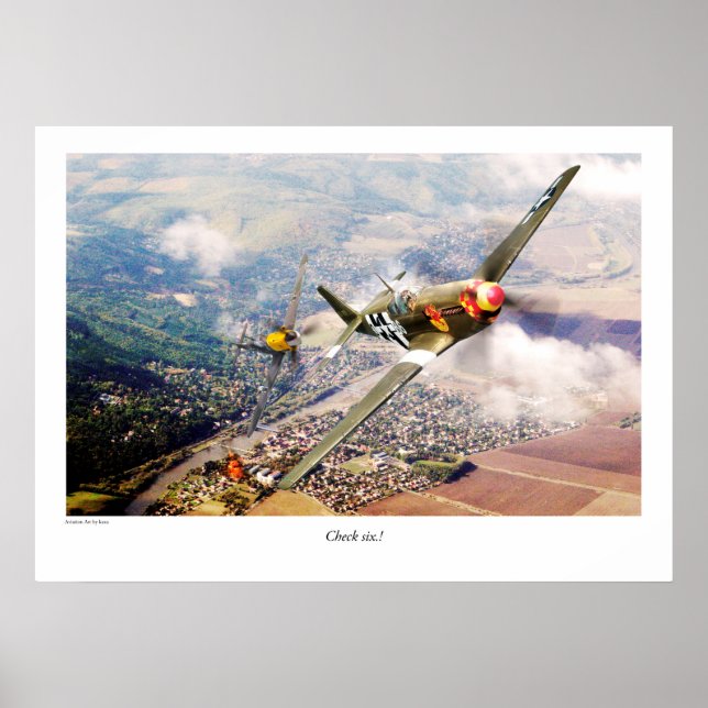 Poster d'art aéronautique "P51-B Mustang" (Devant)