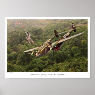 Poster d'art aéronautique "P-38 Lightning"