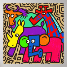 Poster d'Art Africain de la Faune