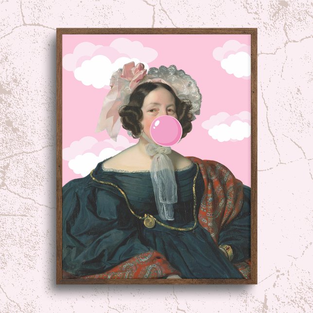 Poster d'Art Altered Lady de la bulle rose (Créateur téléchargé)