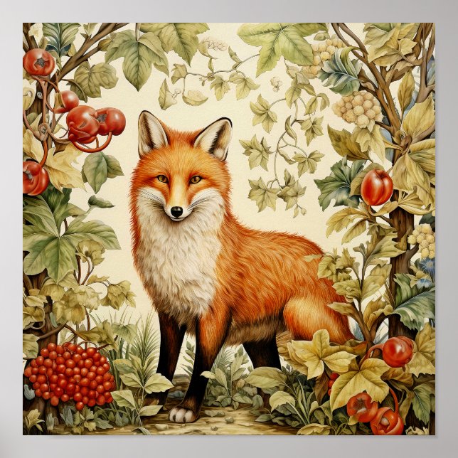 Poster d'art animal du renard botanique (Devant)