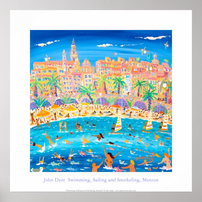 Poster d'art : Baignade, Voile & Snorkeling, Mento (Devant)