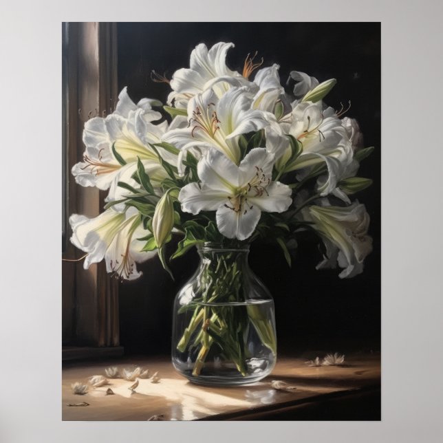 Poster d'art blanc péruvien Lily Flowers (Devant)