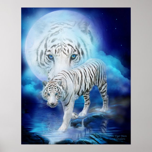 Poster d'art blanc Tiger Moon / Imprimer (Devant)