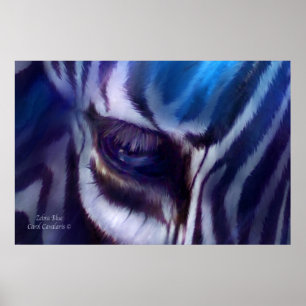 Poster d'art bleu Zebra/Imprimer