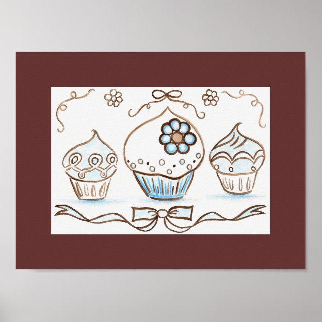 Poster d'art Blue Cupcake Imprimer (Devant)