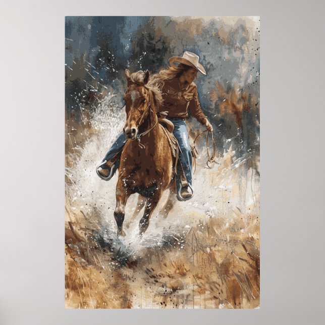 Poster d'art Cheval Lover Cowgirl (Devant)