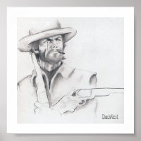 Poster d'art Clint Eastwood Pencil