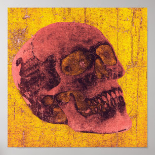 Poster d'art crânien éffrayant de 12 po x 12 po