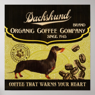 Poster d'art Dachshund Dog - Organic Coffee Compan