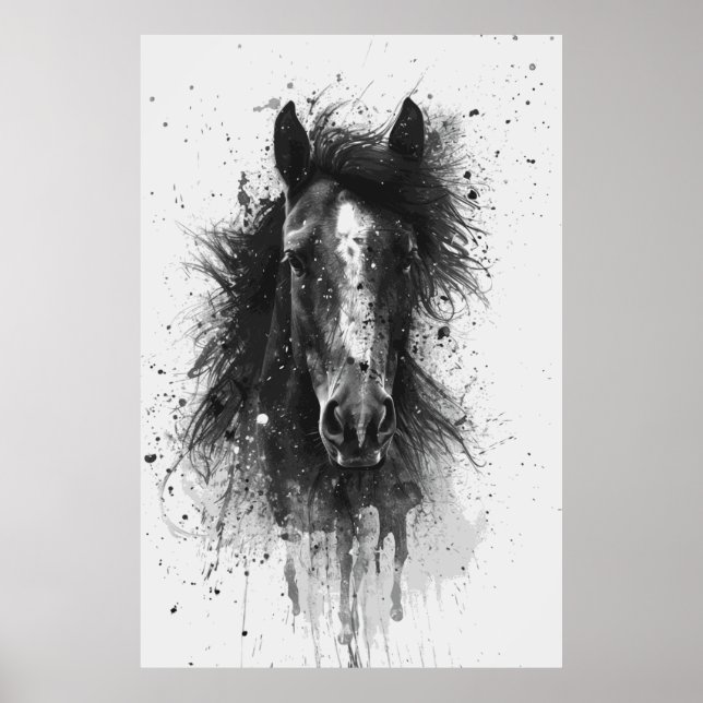 Poster d'art d'aquarelle Cheval Lover pour anniver (Devant)