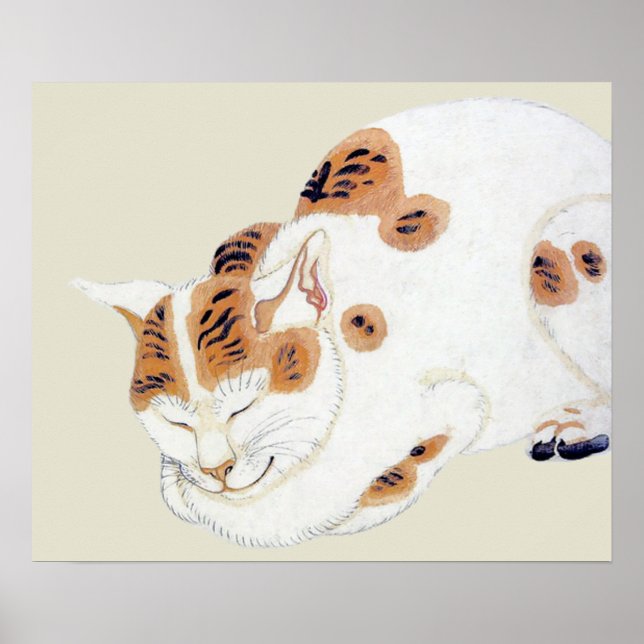 Poster d'art de chat japonais couché Imprimer (Devant)