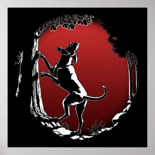 Poster d'art de chien Hound Chasse Amoureux de les