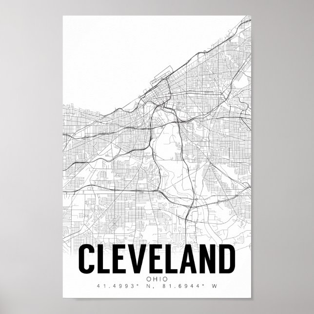 Poster d'art de Cleveland Ohio Minimaliste (Devant)
